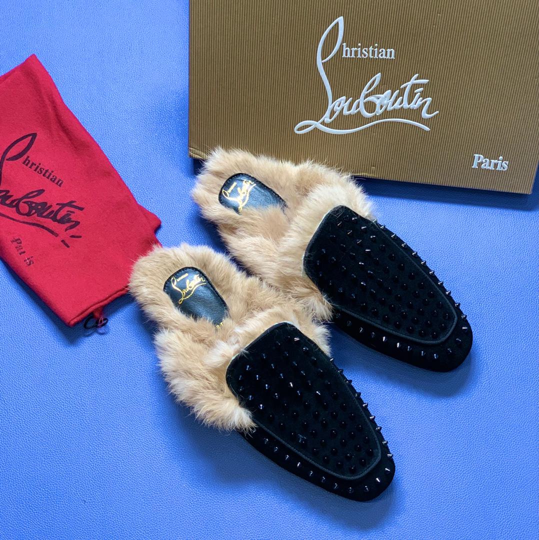 Komback - Louboutin Spike Fur Slippers In Nigeria For Sale