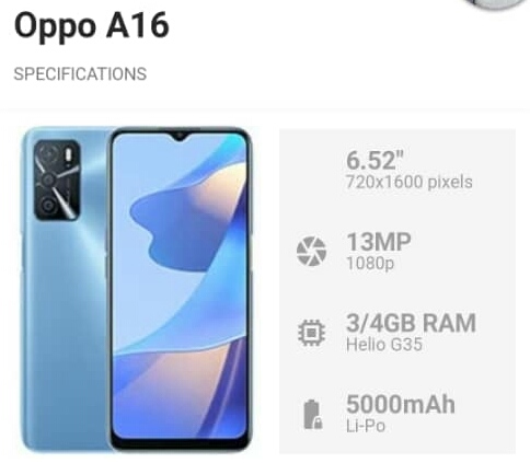 Oppo Mobile Phones A16